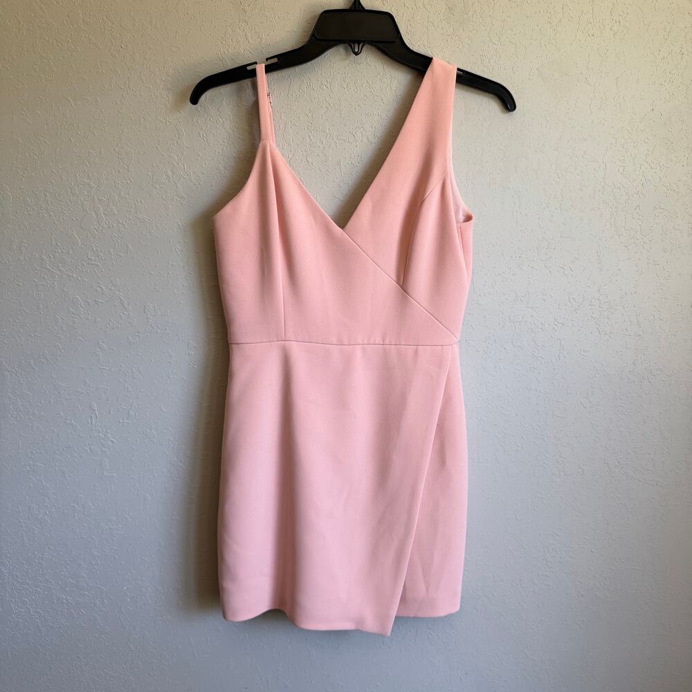 NBD Pink Asymmetric V-Neck Wrap Style Skirt Mini Dress Womens XS Revolve